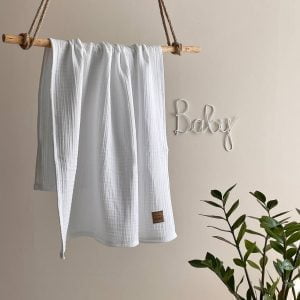 Muslin dekica brez resic bela