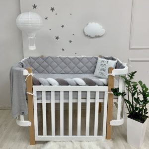 Prešita obroba za 3 stranice posteljice NIKA siva