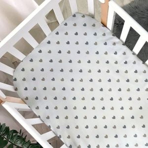 Rjuha za posteljico 120x60 Srčki, sivo/bež