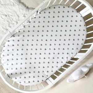 Rjuha za posteljico 120x60 Srčki, sivo/bež