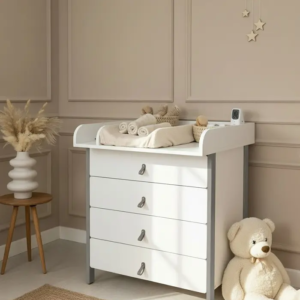 Predalnik / previjalna miza Scandi, bela/siva