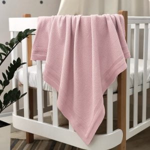 Pletena dekica nepodložena svetlo roza
