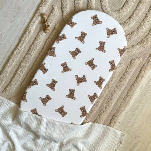 Rjuha za voziček muslin medvedki, bela