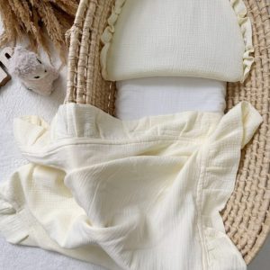 Set za voziček muslin, mlečna