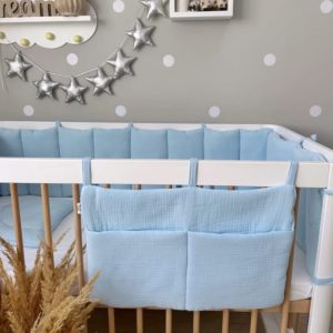 Organizator za posteljico muslin moder