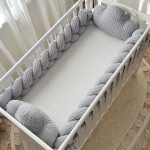 Obroba "Oblački in kitki" vafelj siva