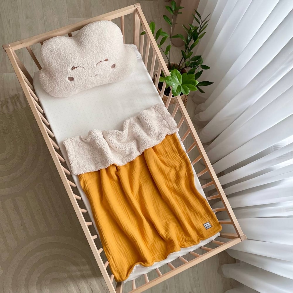Muslin dekica podložena "Teddy" gorčica 2 dekica muslin teddy 7 1