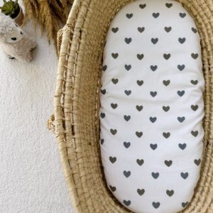 Rjuha za voziček FLANELA srčki, sivo-bež