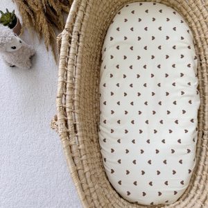 Rjuha za voziček FLANELA srčki, mlečna