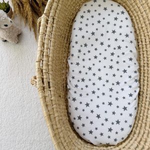 Rjuha za voziček FLANELA zvezdice sive