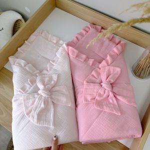 Odejica muslin s trakom, roza 8 odejica muslin 12 1