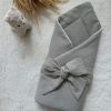 Odejica muslin s trakom, siva
