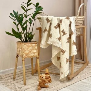 Muslin dekica z resicami Teddy, mlečna