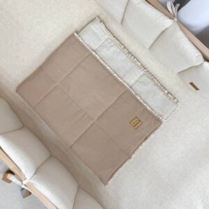 Dvostranska odejica s čipko LAN, natur/čokolada