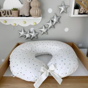 Blazina za dojenje in hranjenje, bela, srčki