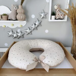 Blazina za dojenje in hranjenje, bež, srčki