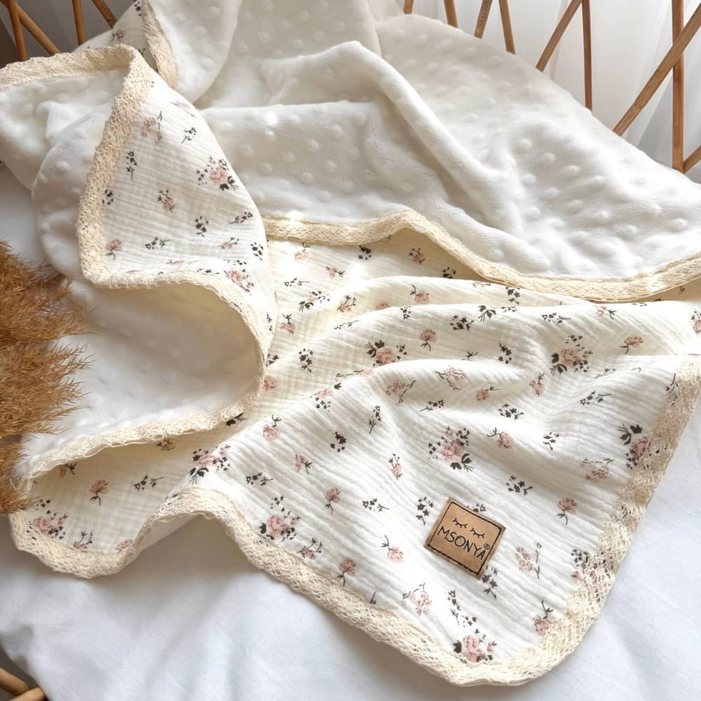 Dekica muslin+Wellsoft s čipko Vrtnice 4 dekica muslin 4