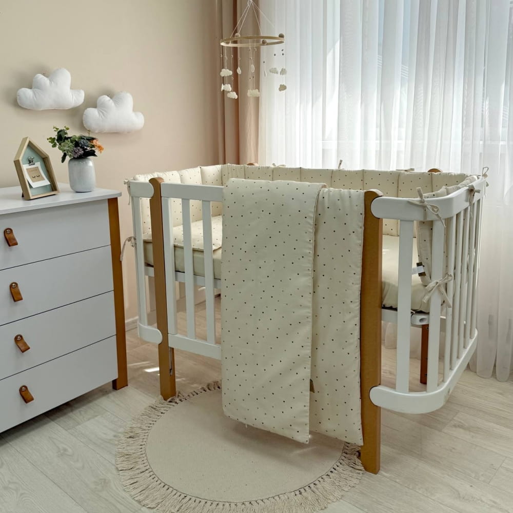 6-delni komplet posteljnine Tiny Love SATEN bež srčki